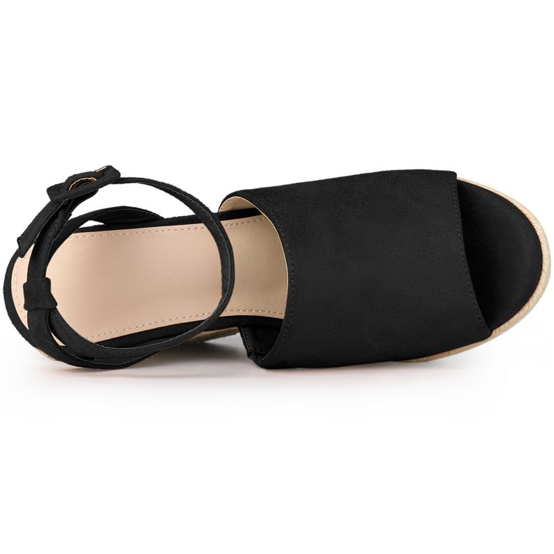 Allegra K Women's Slingback Open Toe Buckle Espadrille Wedge Heel Sandals, 4 of 7