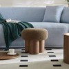 CAVINAS Mushroom Stool, Round Ottoman with Plush Lamb Wool Seat and Walnut Veneer Barrel Base, Ottoman Foot Rest, Bedroom End Bench, Footstool - 4 of 4