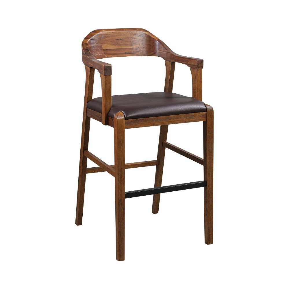 Photos - Chair Rasmus Stationary Barstool: 29" Faux Leather, Eco-Friendly Wood, Fixed Height - Boraam