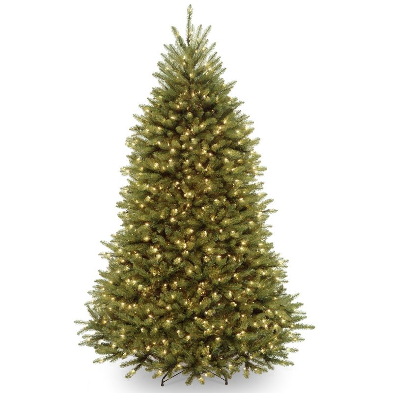 National Tree Company 6.5 ft Pre-Lit Artificial Full Christmas Tree, Green, Dunhill Fir, White Lights, Includes Stand, 1 of 6
