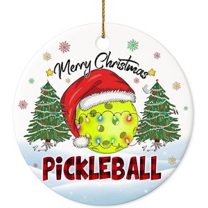 Lomsoe Christmas Ornament Pickleball Merry Christmas Ceramic Ornament, Xmas Tree Decor, Hanging Pickleball Ornament, For Family, Friends, Sport Lovers - 1 of 1