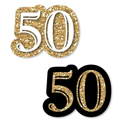 Big Dot of Happiness Adult 50th Birthday - Gold - DIY Shaped Birthday Party Cut-Outs - 24 Count