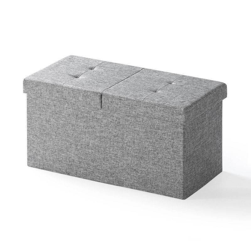 30" Button Tufted Folding Storage Ottoman Bench with Smart Lift Top - Mellow, 1 of 10