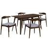 5-Piece Mid-Century Dining Table Set with Rectangular Table and 4 Upholstered Chairs, Rubberwood Frame for Kitchen or Dining Room-Tanpinhause - 4 of 4