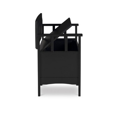 Carlton 44.5'' Black Faux Leather & Ash Wood Storage Bench