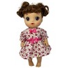 Doll Clothes Superstore Red Flower Print Dress Fits Some Baby Alive And Little Baby Dolls - 3 of 4