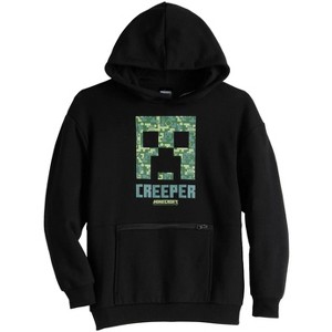 Seven Times Six Minecraft Creeper Boys' Pullover Hoodie with Kangaroo and Zip Pocket - 1 of 4