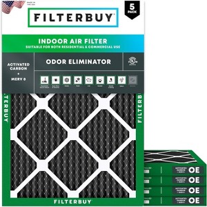 Filterbuy 20x21.5x1 Air Filter (5-Pack), Pleated MERV 8 Odor Eliminator Replacement HVAC AC Furnace Filters (Actual Size: 19.88 x 21.50 x 0.75) - 1 of 4