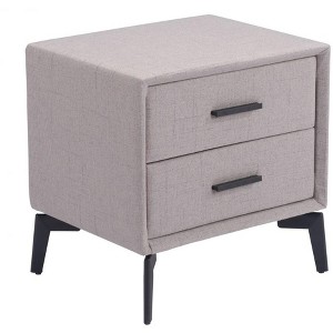 Side Table Gray 19.7"H – MDF & Plywood Frame With Two-Drawer Fabric Top On Powder-Coated Steel By Zuo Modern - 1 of 4