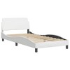 vidaXL Elegant White Faux Leather Bed Frame with Waved Design and Headboard - 39.4"x74.8" - Durable & Stain-Resistant Material - 2 of 4