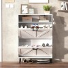 KTMBDW Shoe Storage Cabinet with 2 Flip Drawers, Freestanding Organizer with Metal Legs for Entryway, Narrow Shoe Rack Cabinet with Side Hooks - 4 of 4