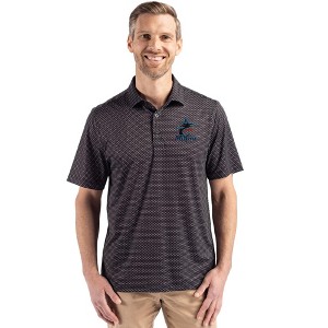 Miami Marlins Cutter & Buck Pike Eco Shadow Check Print Recycled Mens Polo - 1 of 1