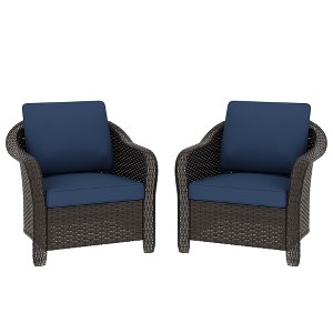 UPTION 2-person Outdoor Rattan Armchairs With Cushions - 1 of 4