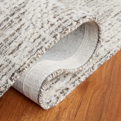 Grey and Ivory Tufted Wool Rectangular Area Rug