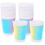 Sparkle and Bash 16 Pack Reusable Plastic Tumbler Cups, Pastel Rainbow Party Supplies (16 oz)