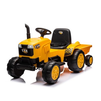 Dexmalle 12V Kids Ride on Tractor with Remote Control & Bright Headlight, Yellow