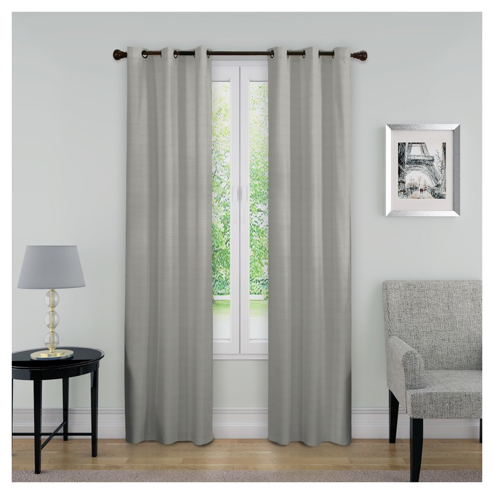 Photos - Curtains & Drapes Eclipse 63"x40" Nikki Thermaback Blackout Curtain Panel Light Gray  