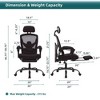 CAVINAS Ergonomic Office Chair with Retractable Foot Rest, High Back Mesh Desk Chair with Adjustable Headrest & Lumbar Pillow, Computer Desk Chair - 3 of 4