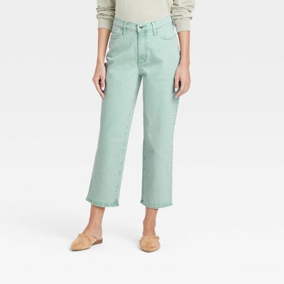 Women's High-rise Straight Fit Cropped Jeans - Universal Thread™ Mint Green  00 : Target