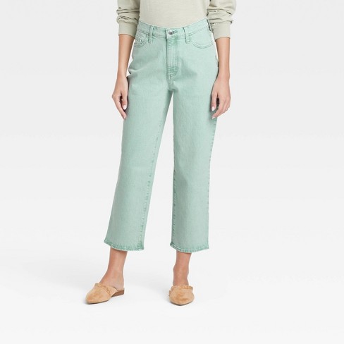 Women's High-Rise Straight Fit Cropped Jeans - Universal Thread™ Mint Green  00