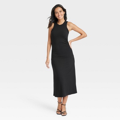 Women's Rib Knit Midi Bodycon Dress - A New Day™ Black XL