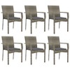 vidaXL 7 Piece Patio Dining/Conversation Set - Gray Poly Rattan with Cushions, Acacia Wood Table, Outdoor Garden Furniture - 4 of 4