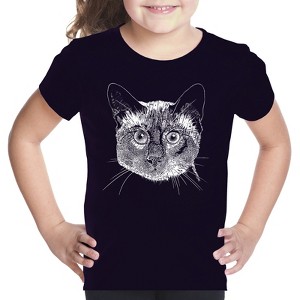 LA Pop Art Girl's Word Art T-shirt - Siamese Cat - 1 of 4