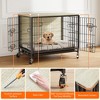 27.2" Modern Double Door Wooden Dog Kennel for Indoor Use with Removable Tray and Mobility Wheels - 4 of 4
