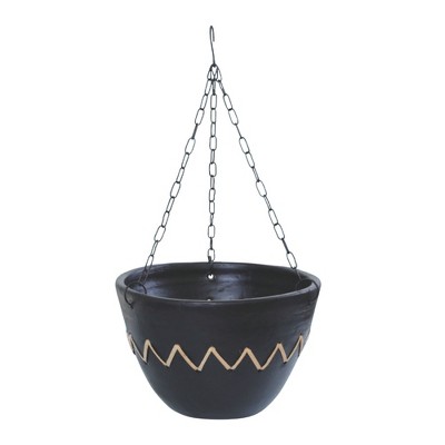 VIP Terracotta 11 in. Black Criss-Cross Hanging Planter