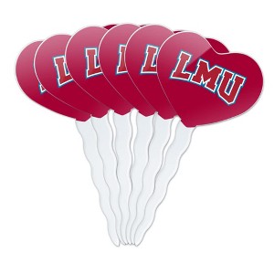 Loyola Marymount University Primary Logo Heart Love Cupcake Picks Toppers Decoration Set of 6 - 1 of 4