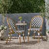 Christopher Knight Home Louna 2pk Outdoor French Cafe Chairs with Bamboo Finish - Black/White - 2 of 4