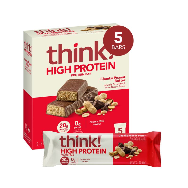 think! High Protein Chunky Peanut Butter Bars - 5ct, 3 of 12