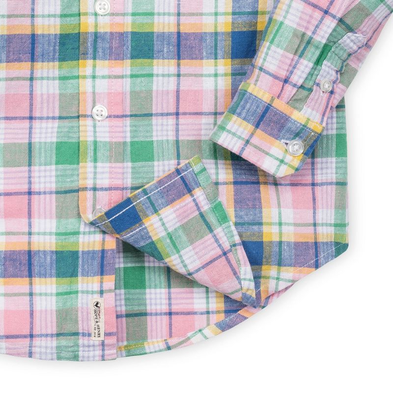 Hope & Henry Boys' Long Sleeve Linen Button Down Shirt, Infant, 3 of 5