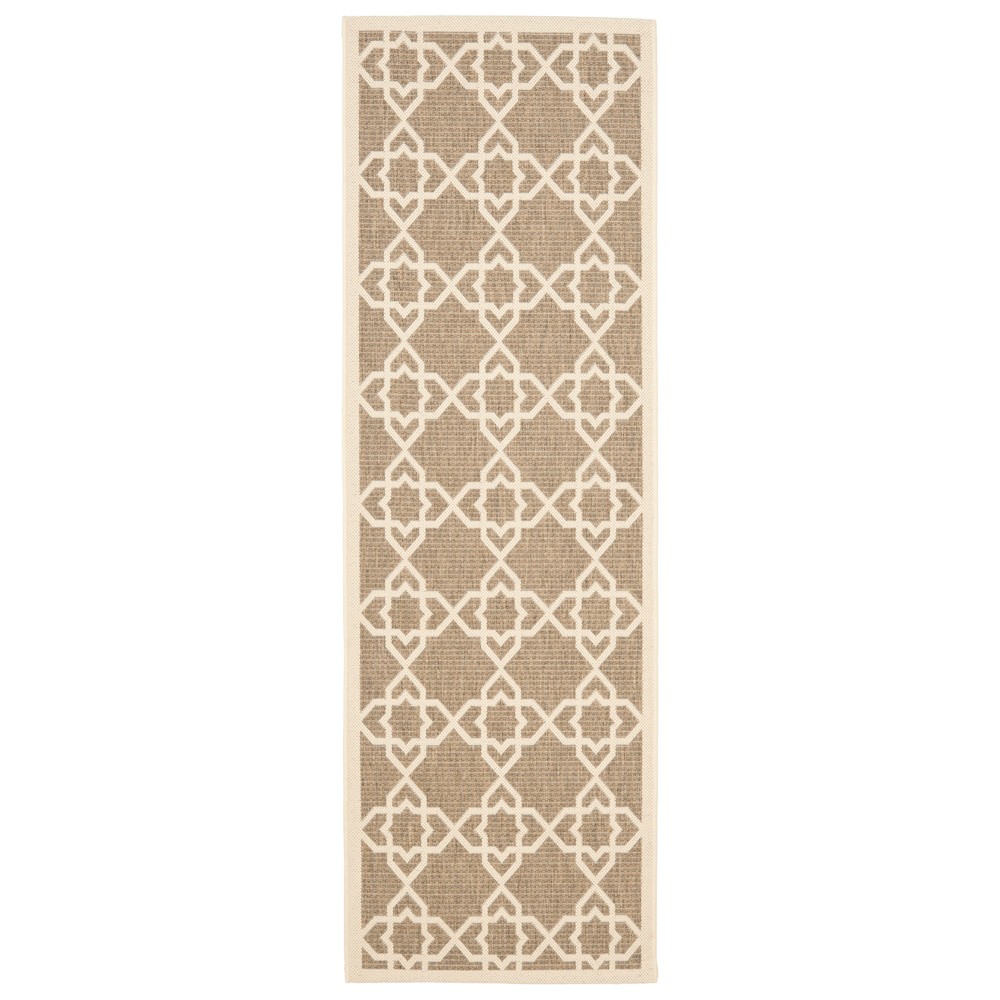 2'3inX14' Rectangle Bourges Outdoor Patio Rug Brown/Beige - Safavieh