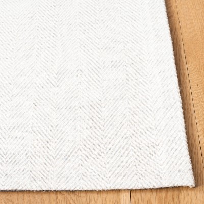 Ivory Hand Woven Flat Weave Wool Area Rug