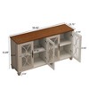 4-Door Cabinet with Tempered Glass Doors,Elegant European Antique Style,MDF with Wood Veneer,Adjustable Shelves,Storage Sideboards for Dining - 3 of 4