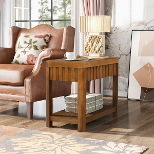PAGED 25 Inch Side Table Modern Wooden End Table with Storage Shelf and Legs for Living Room, Bedroom - 1 of 4