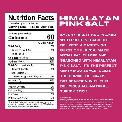 Anthem Snacks Himalayan Pink Salt Turkey Meat Stick - 10g Protein - 1oz/6ct