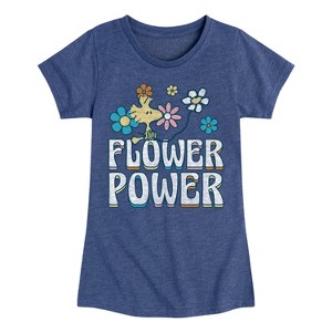 Girls' - Peanuts - Flower Power Fitted Short Sleeve Graphic T-Shirt - 1 of 4