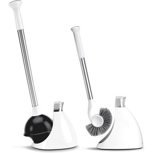 Stainless Steel Toilet Brush with Caddy - Durable, Rust-Resistant Construction and Modern White Finish for a Stylish Bathroom - 1 of 4