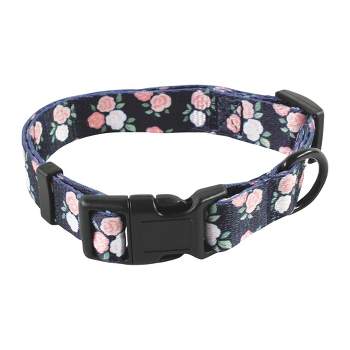 Leather Dog Collar Floral Pattern Dog Basic Collar For Large Dogs