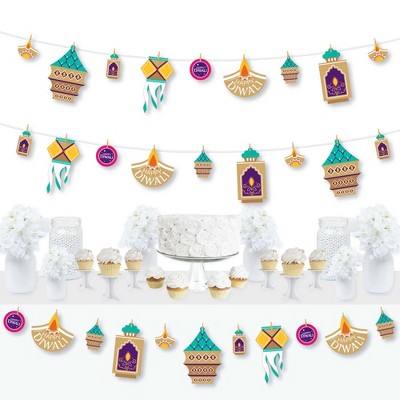 Big Dot of Happiness Happy Diwali - Festival of Lights Party DIY Decorations - Clothespin Garland Banner - 44 Pieces