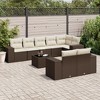 vidaXL 9 Piece Patio Sofa Set with Cushions Brown Poly Rattan - Brown and Cream With Table - 2 of 4