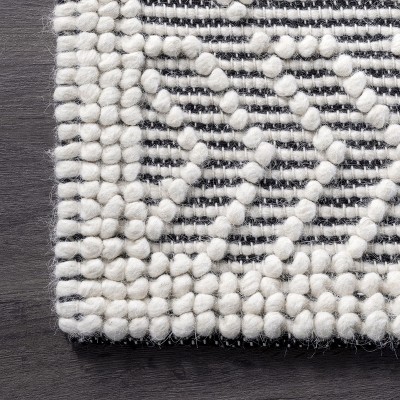 Handmade Gray Wool Tufted Trellis Round Area Rug