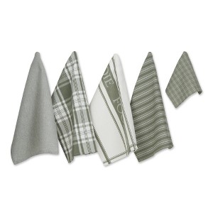Design Imports  Foodie Everyday Dishtowel & Dishcloth Set 5 Piece, Artichoke Green, Dt 18X28", Dc 13X13" - 1 of 4