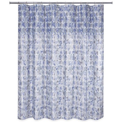 Hexagon Border Shower Curtain Blue - Allure Home Creation
