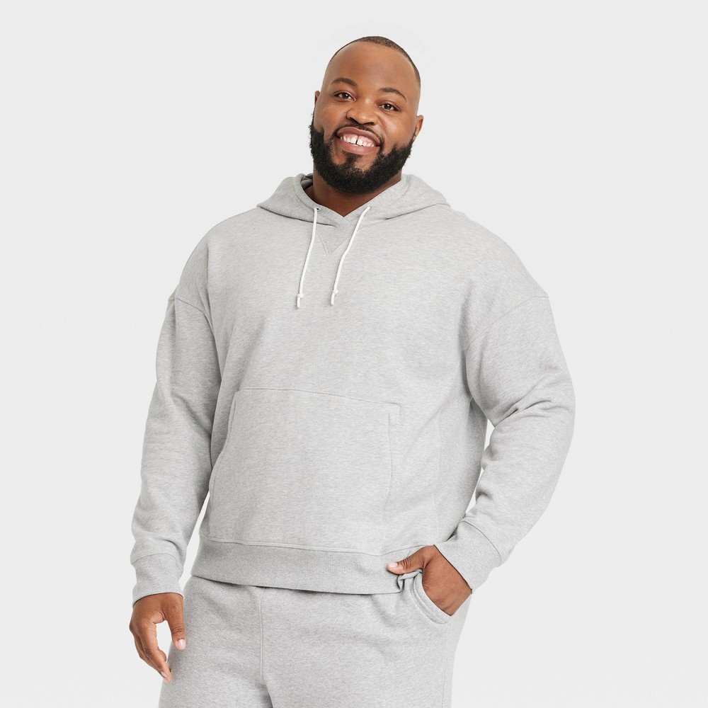 Men's Big Cotton Fleece Hooded Sweatshirt - All in Motion™ Heathered Light Gray 3XL -  88406408