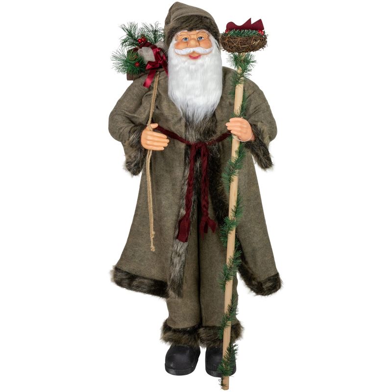 Northlight 48" Olive Green Santa Claus with Gift Bag Standing Christmas Figure, 1 of 7