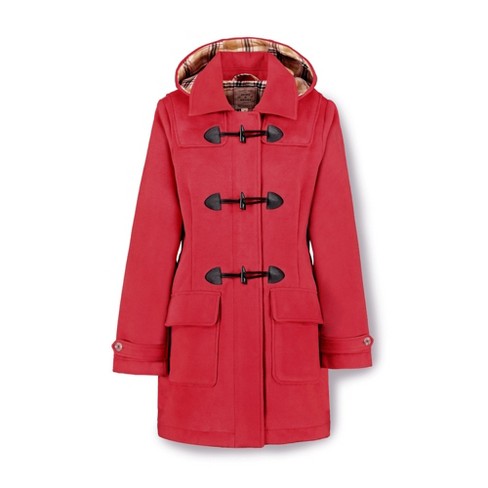 BEAUTIFUL RED WOOL MIX DUFFLE COAT WITH HOOD BRAND NEW 10 12 14 16 18 20 22 24 