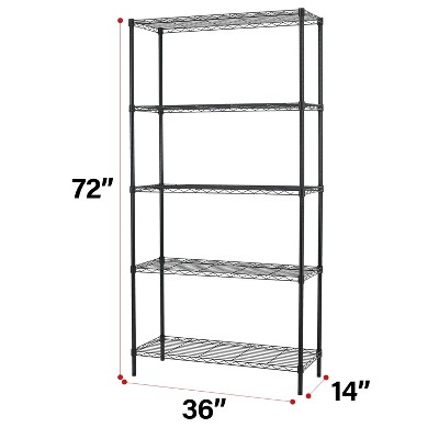 Black Adjustable 6-Shelf Industrial Steel Wire Rack